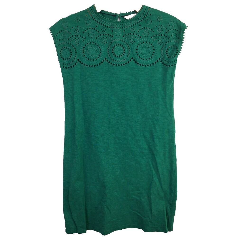 Boden Womens Cotton Cutwork Jersey Mini Shift T-Shirt Dress Emerald Green Size 6